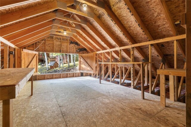 view of unfinished attic