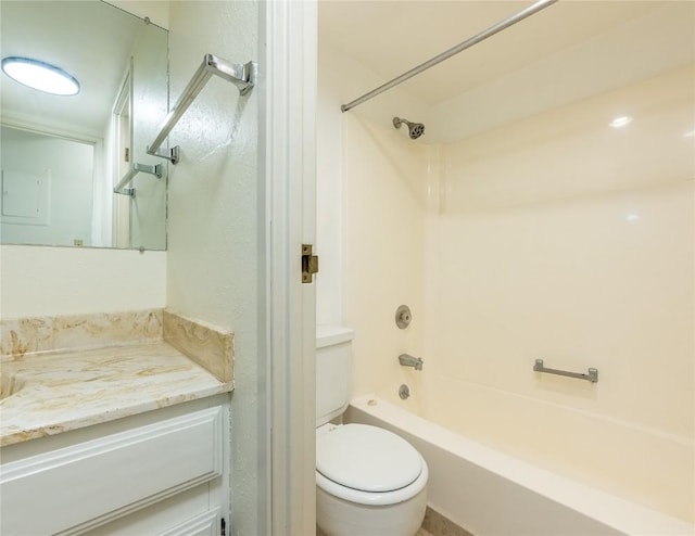 full bathroom featuring vanity, toilet, and shower / bath combination