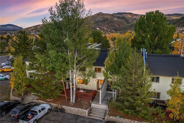 exterior space featuring a mountain view