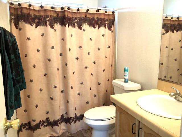 bathroom featuring vanity and toilet