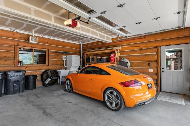 garage with a garage door opener