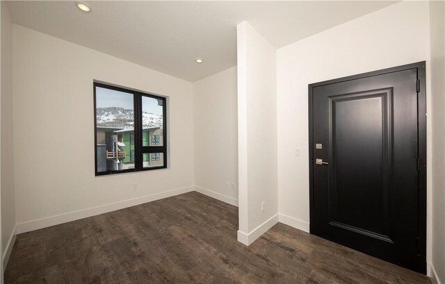 foyer entrance featuring dark hardwood / wood-style floors