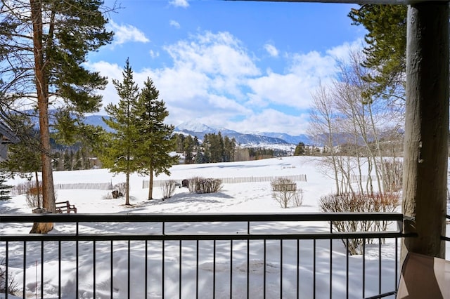 exterior space featuring a mountain view