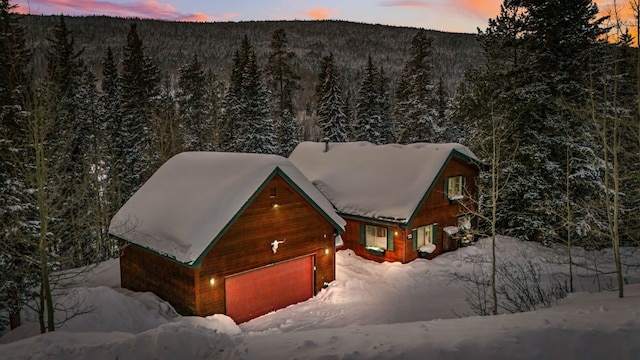 exterior space with a garage