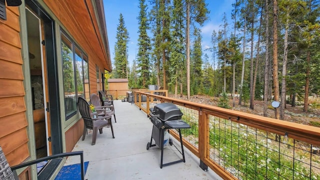 balcony featuring area for grilling