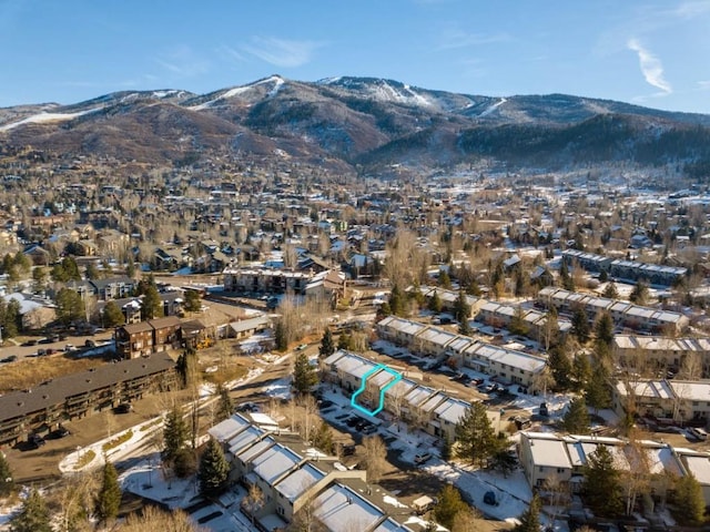 drone / aerial view with a mountain view