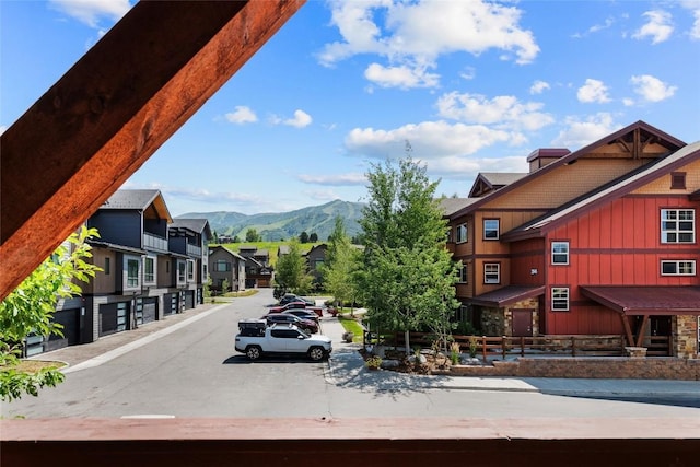 exterior space with a mountain view