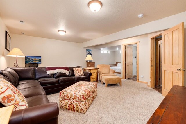 living room featuring carpet