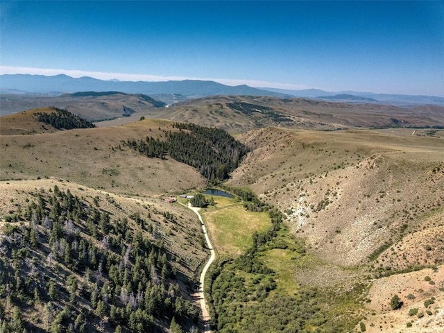 aerial view with a mountain view