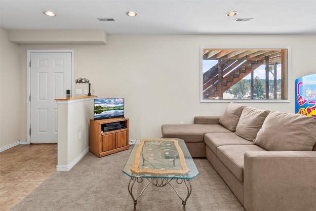 view of tiled living room