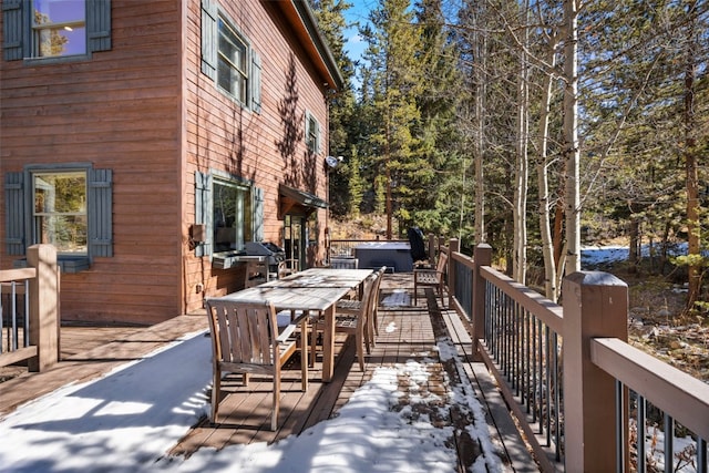 view of patio / terrace featuring area for grilling and a deck