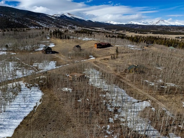 drone / aerial view featuring a mountain view