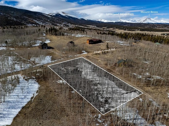 birds eye view of property with a rural view and a mountain view