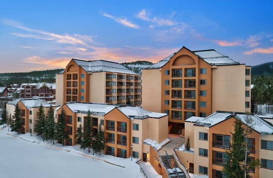 view of snow covered property