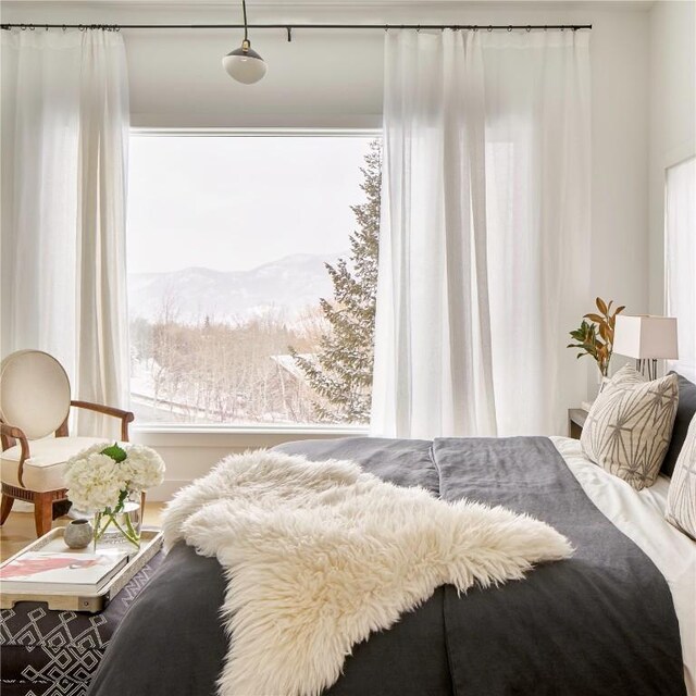 bedroom with a mountain view