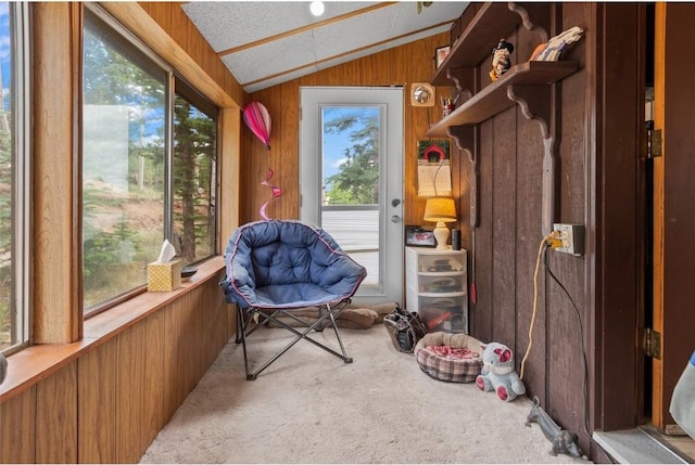 sunroom with lofted ceiling and a wealth of natural light