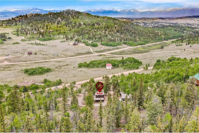 birds eye view of property with a mountain view