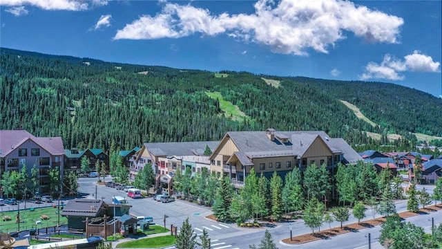 bird's eye view featuring a mountain view