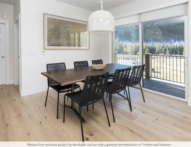 dining space featuring light hardwood / wood-style flooring