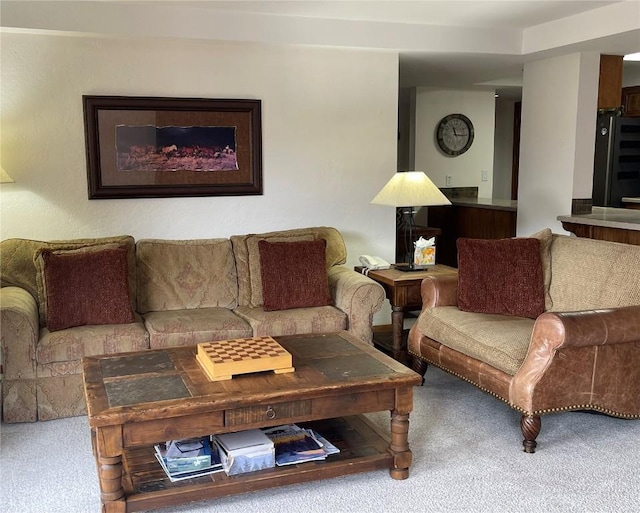 living room with carpet flooring