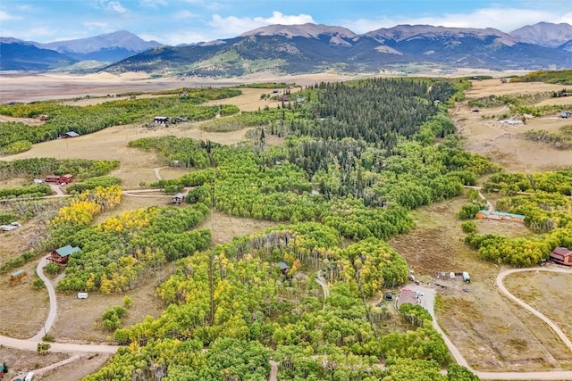 bird's eye view with a mountain view