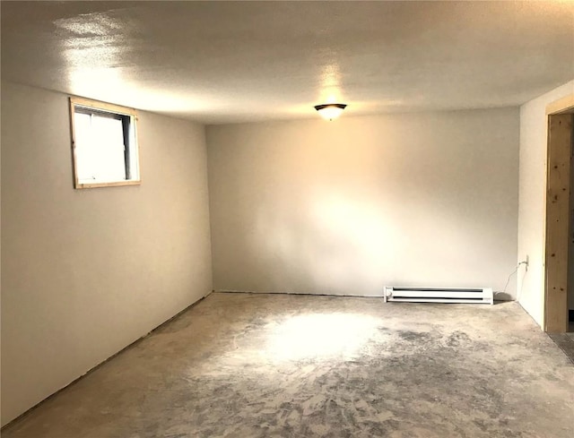 basement with a baseboard radiator