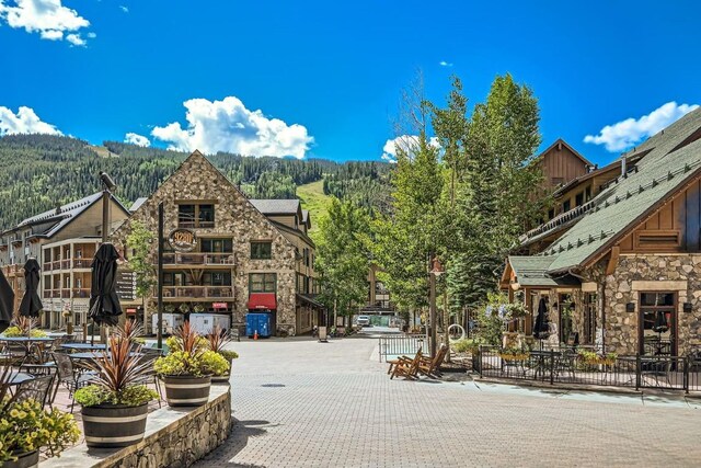 view of community with a mountain view