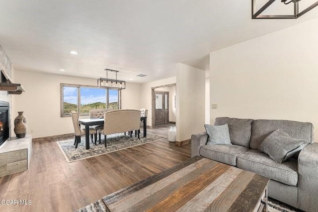 living room featuring wood-type flooring