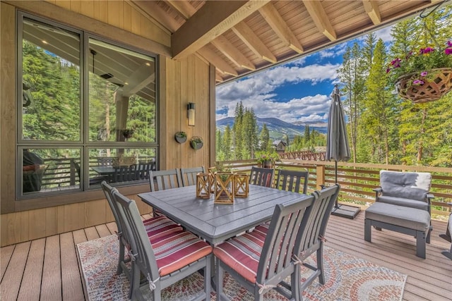 deck with a mountain view