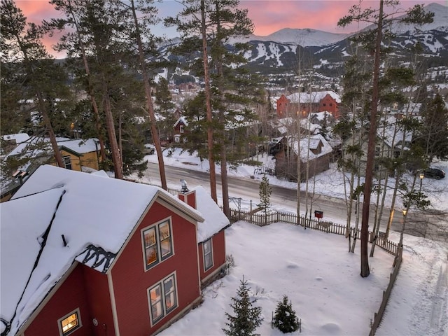 exterior space featuring a mountain view