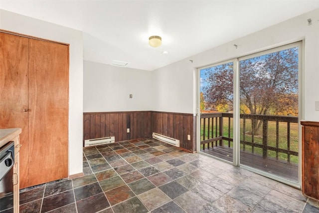 unfurnished room featuring a baseboard radiator