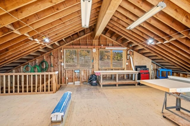 view of unfinished attic