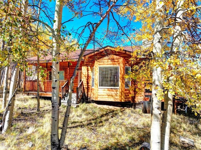 view of log home