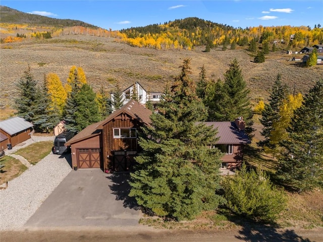 bird's eye view featuring a mountain view