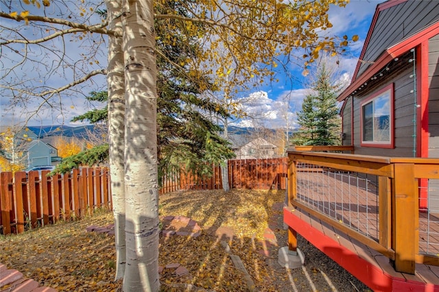 deck featuring a mountain view