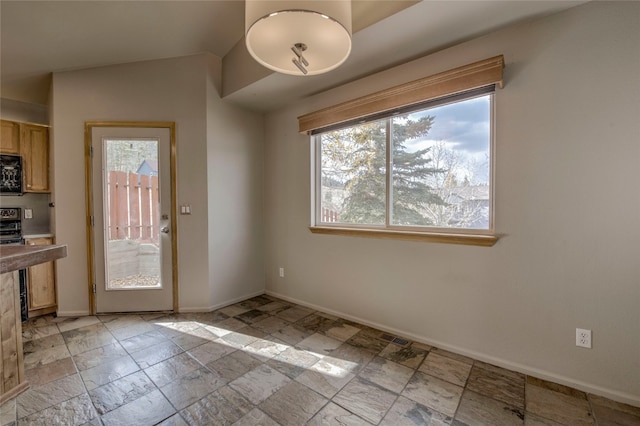 interior space featuring vaulted ceiling and a healthy amount of sunlight