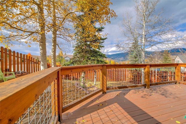 deck featuring a mountain view