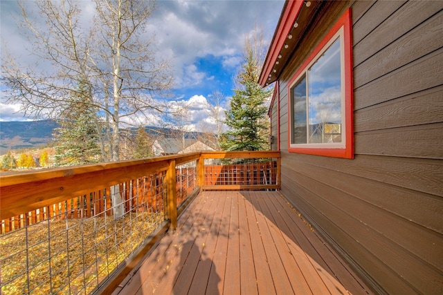 deck with a mountain view