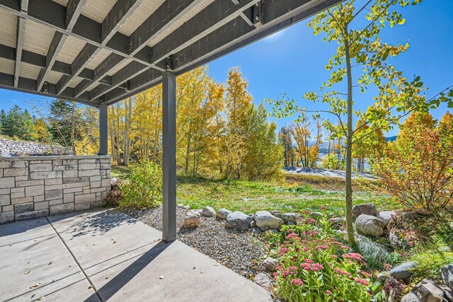 view of yard featuring a mountain view