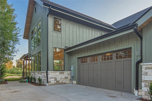 view of property exterior featuring a garage