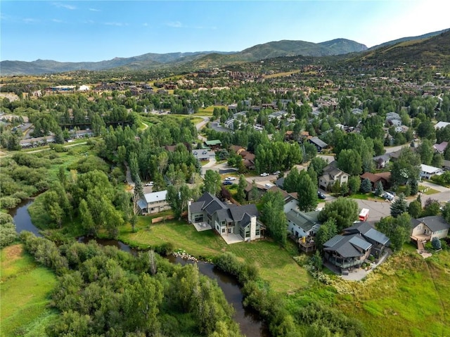 aerial view with a mountain view