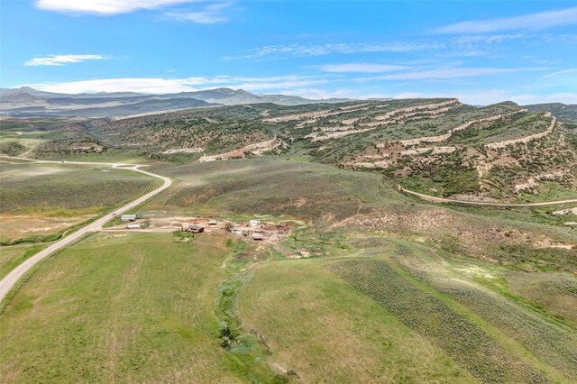 birds eye view of property with a mountain view