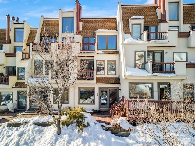 view of snow covered building