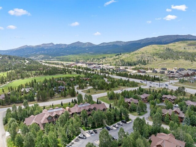 drone / aerial view with a mountain view