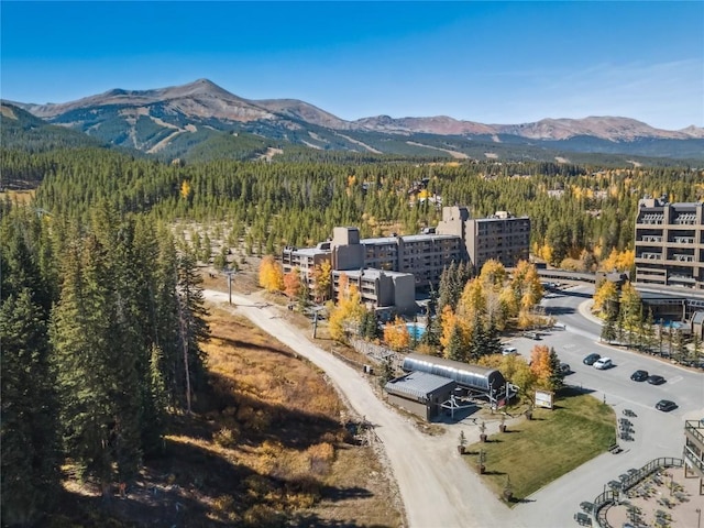 aerial view featuring a mountain view