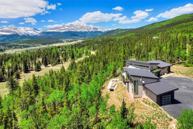 drone / aerial view with a mountain view