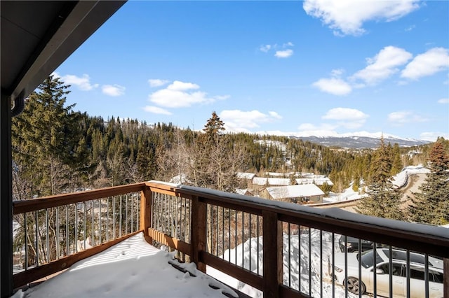 view of snow covered patio