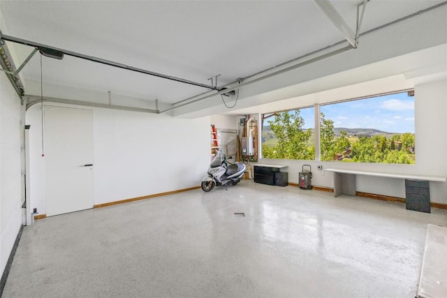 garage featuring water heater