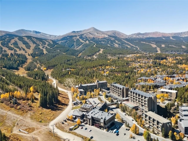 bird's eye view with a mountain view