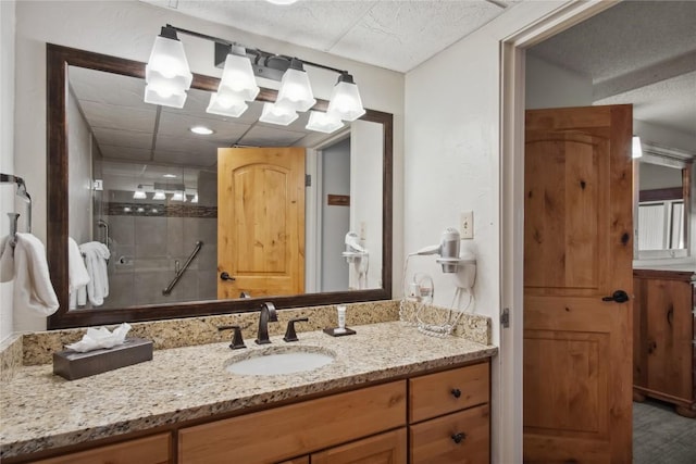 bathroom featuring vanity and walk in shower